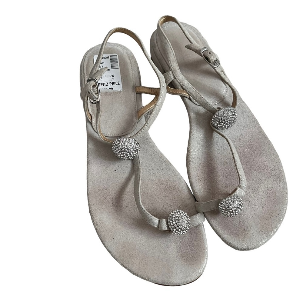 Stuart Weitzman Balls of Fire Sandals silver Iridescent Suede Size 7